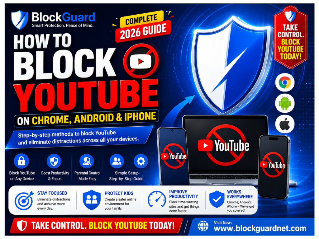 How to Block YouTube on Chrome and Android using BlockGuard website blocke